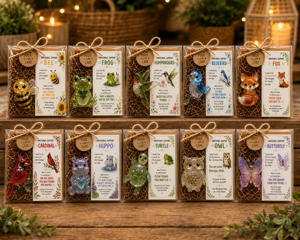 Emotional Support Glass Animal Gift Set – A Meaningful Little Reminder That You Matter - Hummingbird
