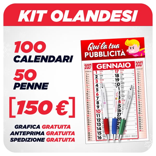 100 CALENDARI + 50 PENNE a 150€