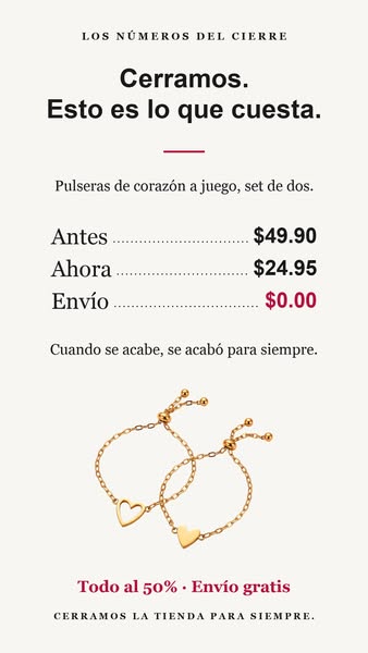 NOS DESPEDIMOS. TODO AL 50%