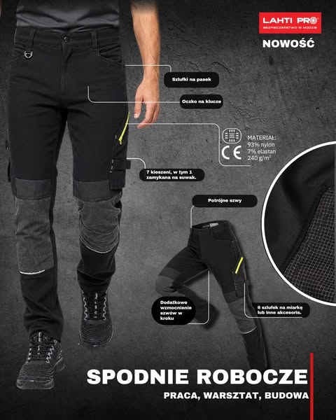 Spodnie ochronne Lahti Pro L40568 - czarno-szary