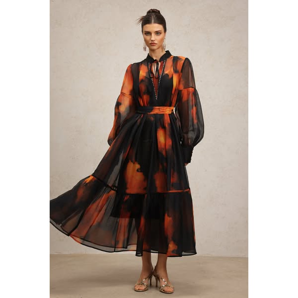 Payson Long Sleeves Printed Maxi Dress