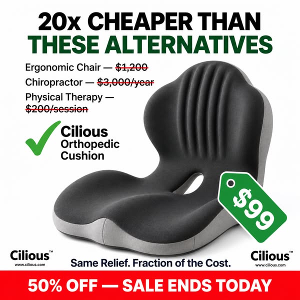 Orthopedic Seat Cushion for Back & Tailbone Support