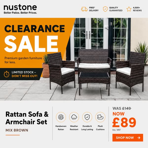 Rattan Sofa Set – Now £89