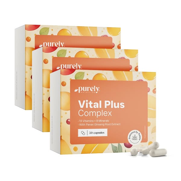 3x Vital Plus Complex - multivitaminas e minerais com ginseng, total de 90 cápsulas