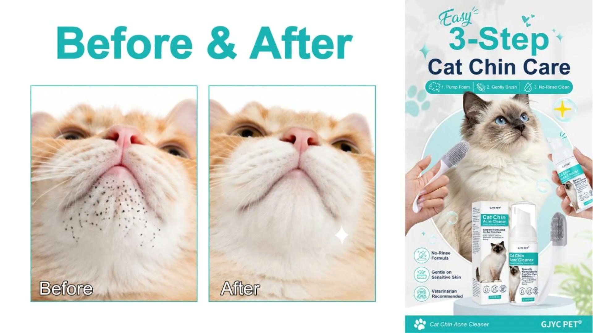Black Specks on Your Cat’s Chin? Foam, Brush & Wipe Them Away—No Rinsing Needed