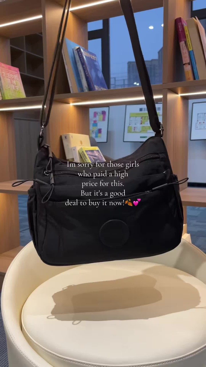 Solid Color Fashionable Multi-pocket Zipper Crossbody Bag