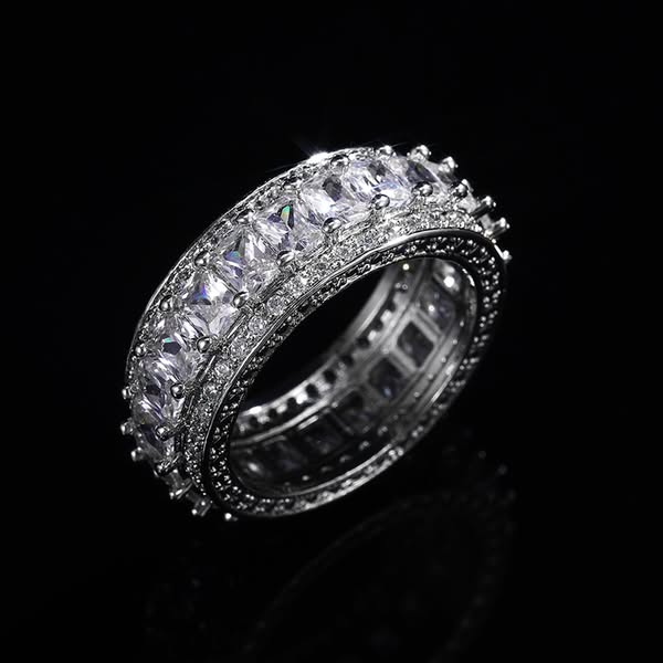 Iced Out Silver Brass Crown Ring Νο59 (10164R-S9)