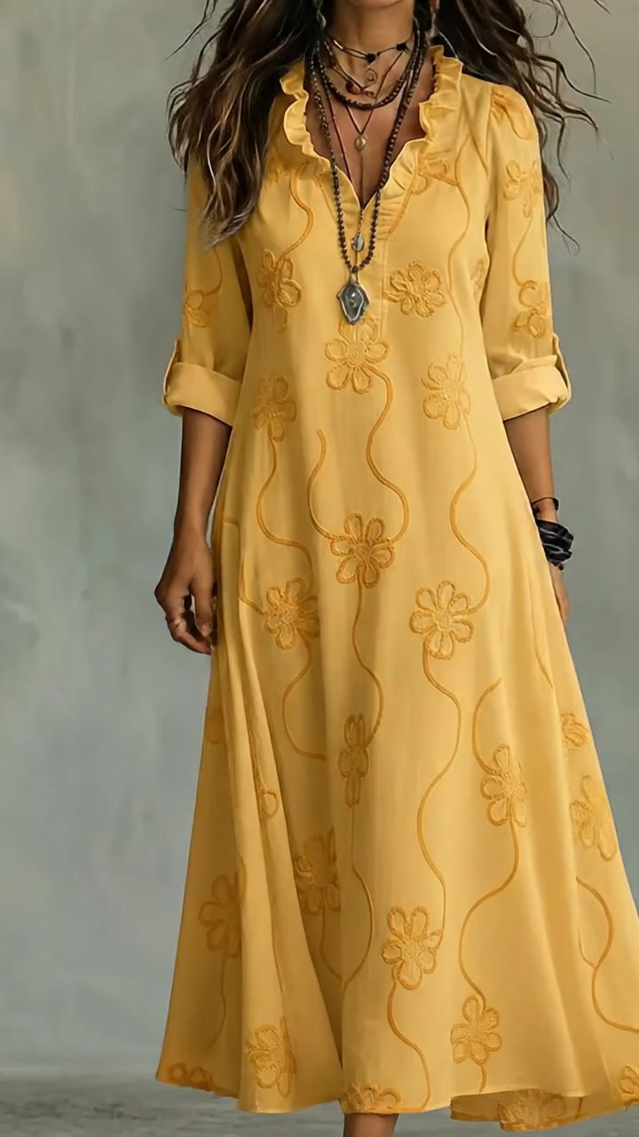 Sienna Buikcamouflerende Bloemen Zomerjurk