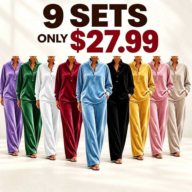 New Arrivals Loose And Cozy Velvet Two-piece Set (top And Pants)