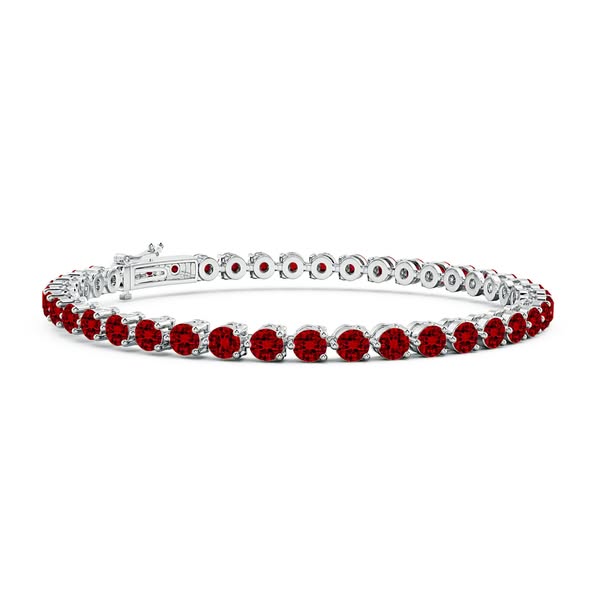 Angara 6.3 CTW Prong-set runt tennisarmband med labgrown rubinlänkar i 14K vitguld