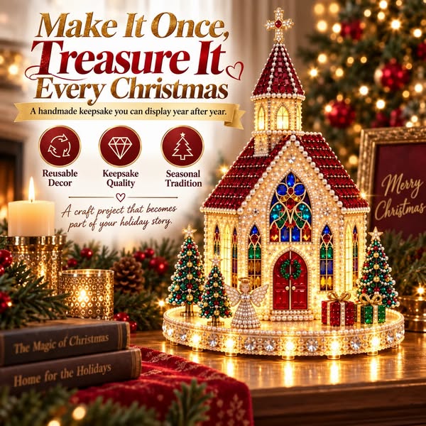 Sparkling Christmas Church DIY Gem Art Kit
