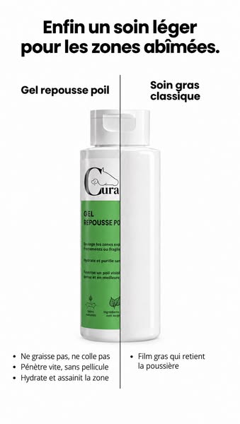 Gel repousse poil pour cheval · Fabrication française
