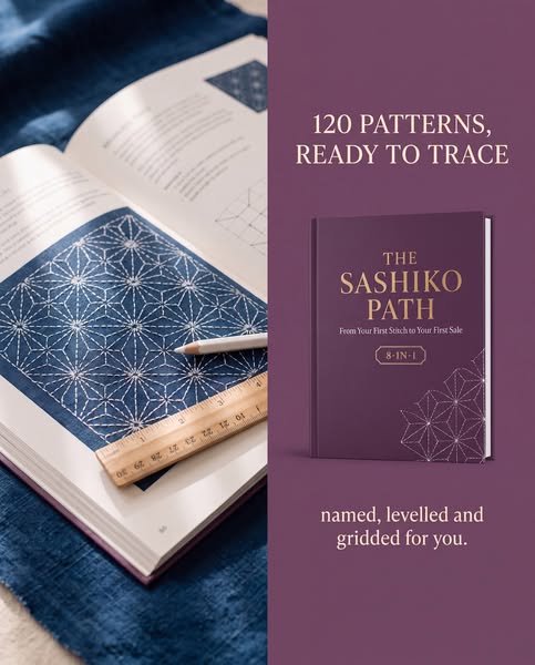 The Sashiko Path — 8 Guides, 120 Patterns, One Calm Method