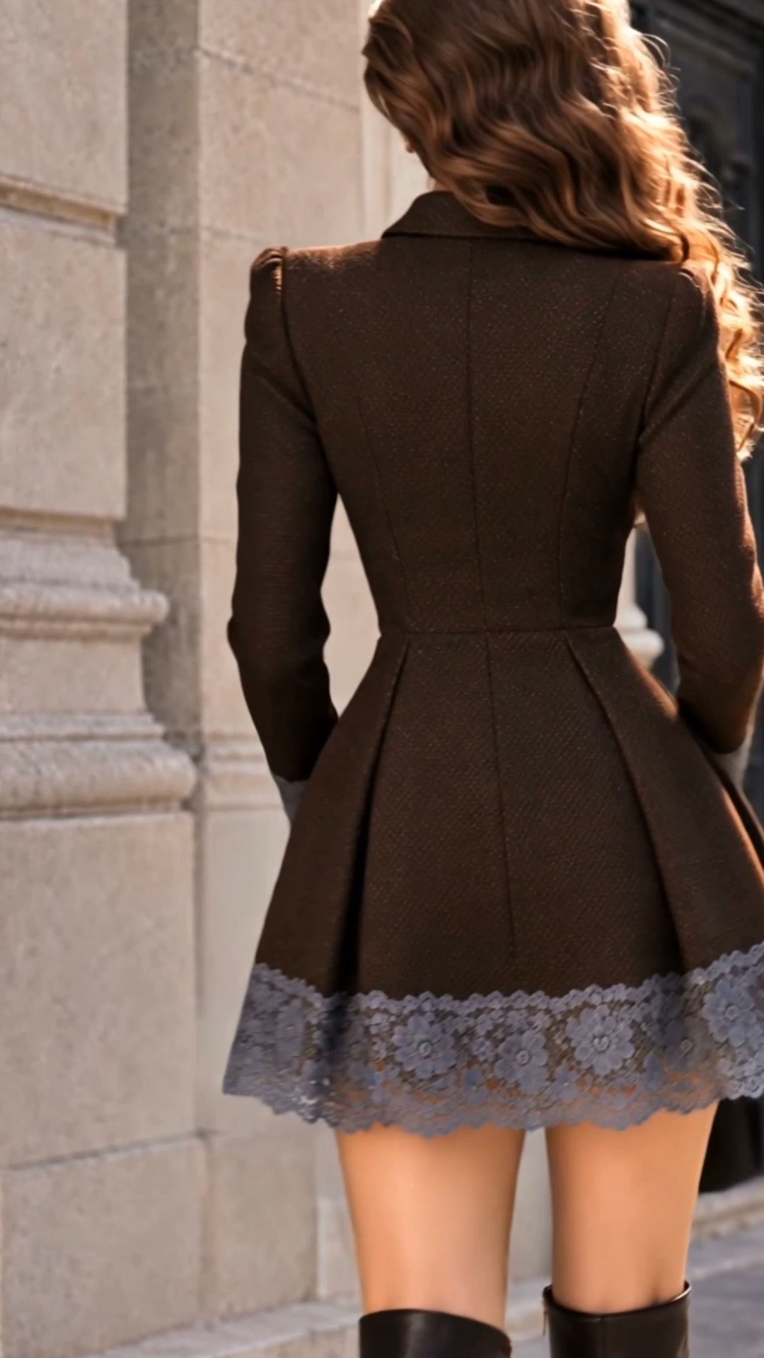 Vintage Lace Zip Tweed Dress