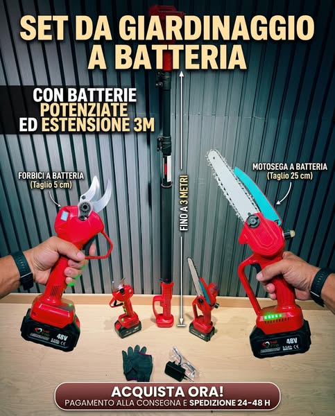 POTA IN ALTO SENZA SCALA — KIT MOTOSEGA + ASTA TELESCOPICA