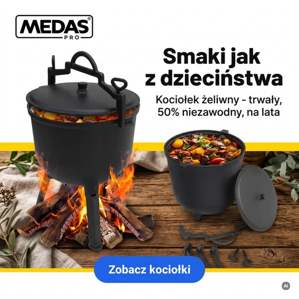 Tradycyjny kociołek żeliwny