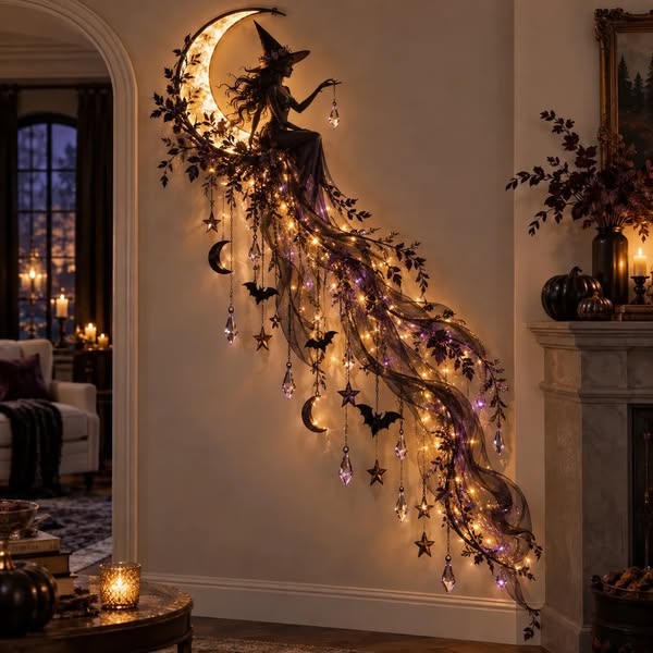 Last Day 49% OFFElegant Halloween Cascade Wall Light Collection - Raven Midnight