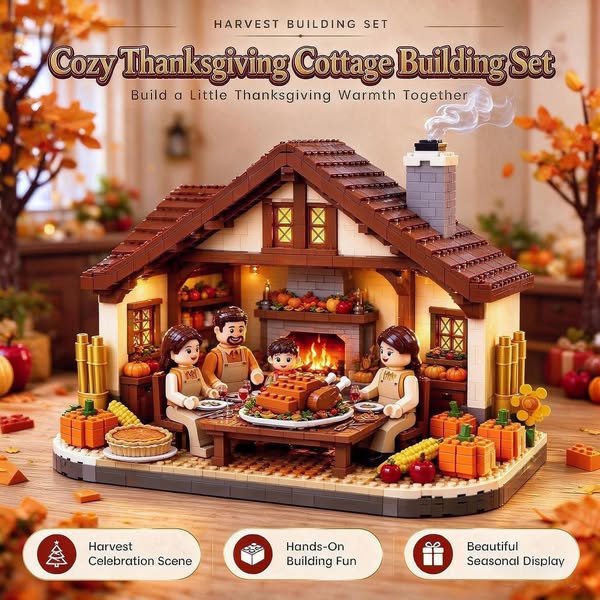 Cozy Thanksgiving Cottage Building Set｜DIY Harvest‑Theme Mini Diorama For Fall & Thanksgiving Display