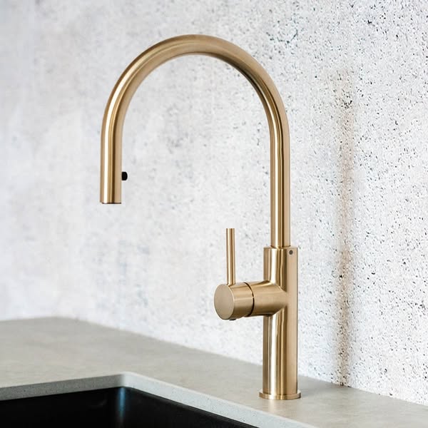 Consilio Brass Hidden Pull Out Kitchen Mixer Tap