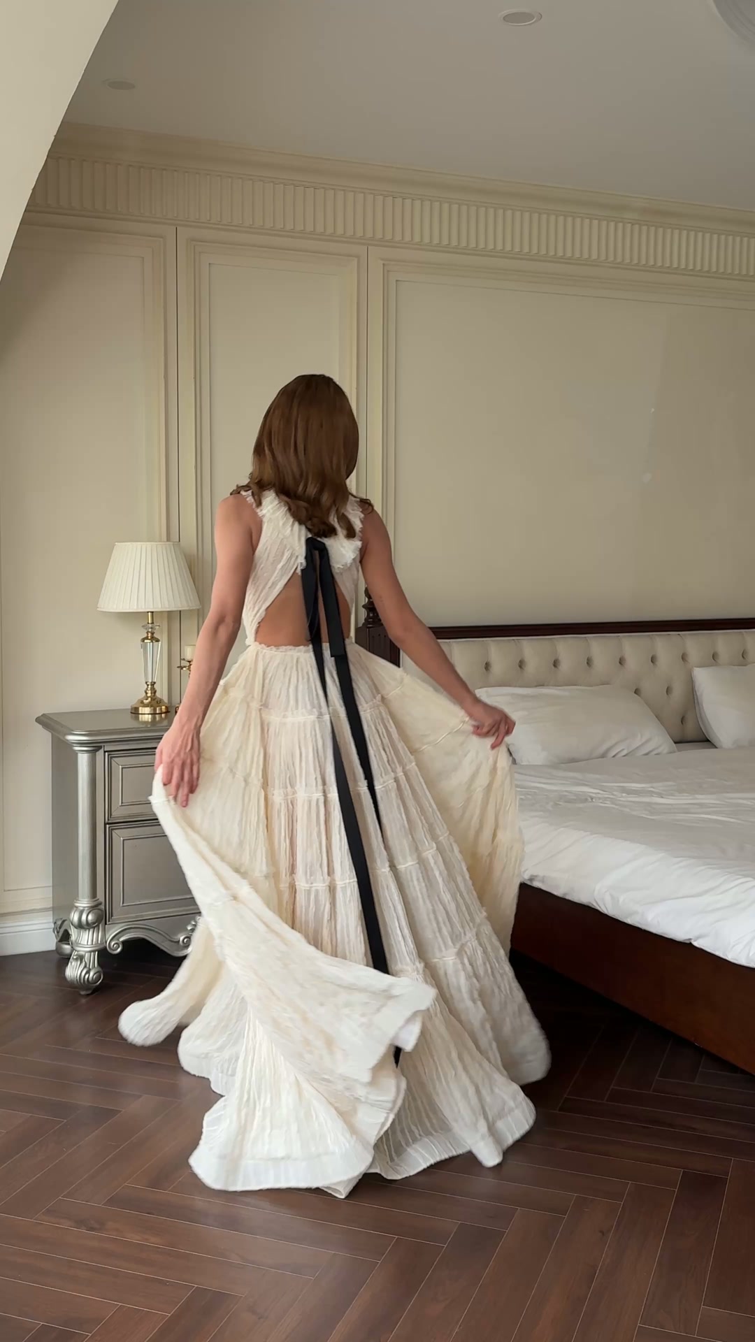 IVORY TIERED HALTER MAXI DRESS