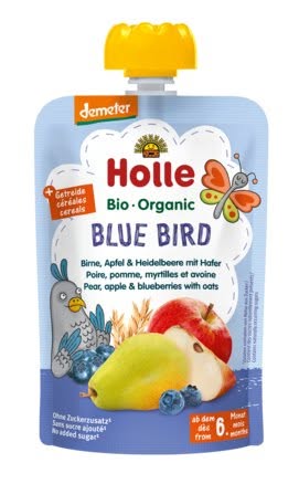 Mus niebieski ptak gruszka jabłko jagoda owies bez dodatku cukru od 6 msc. 100 g - Holle (EKO)
