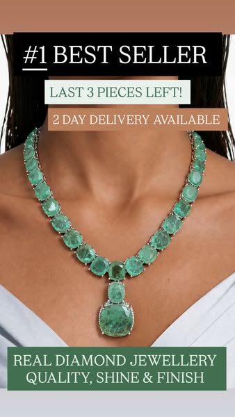 Boulder Mint Diamond-Like Zircon Single Line Necklace Sett – Necklace & Earrings - $360