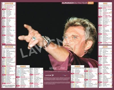 4 calendriers Johnny Hallyday 2027