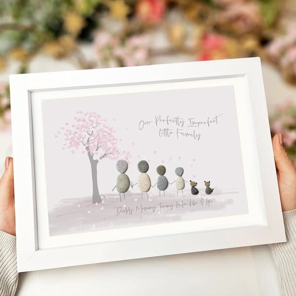 Family Blossom Tree Pebble Picture