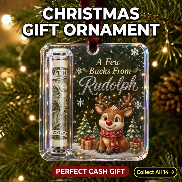 Christmas Cash Gift Ornament — Turn "Just Money" into a Tree-Top Surprise | Clear Acrylic Money Holder with Rolled-Bill Tube, Gingerbread