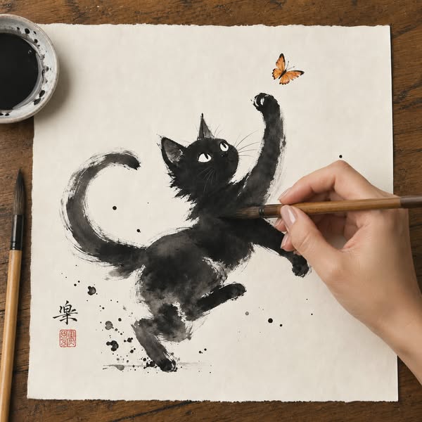 Learn The Ancient Japanese Art Of Painting Ink Cats