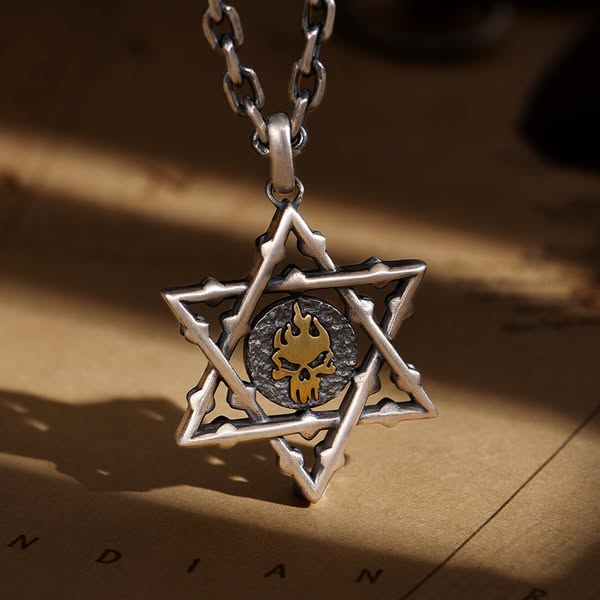 Vintage Hexagram Skull Pendant