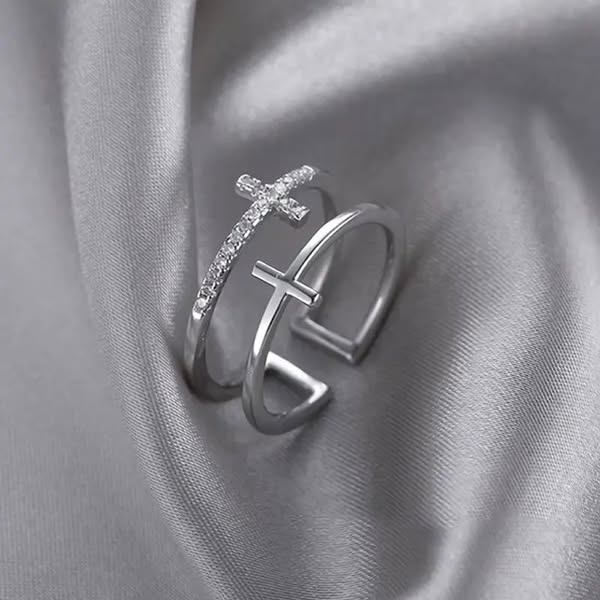 Pierścionek Two Crosses Silver