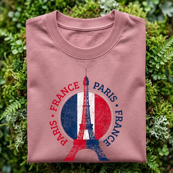 Paris France Eiffel Tower Shirt | French Flag Circular Graphic T-Shirt | Vintage Paris Travel Souvenir Tee | French Heritage Pride Top