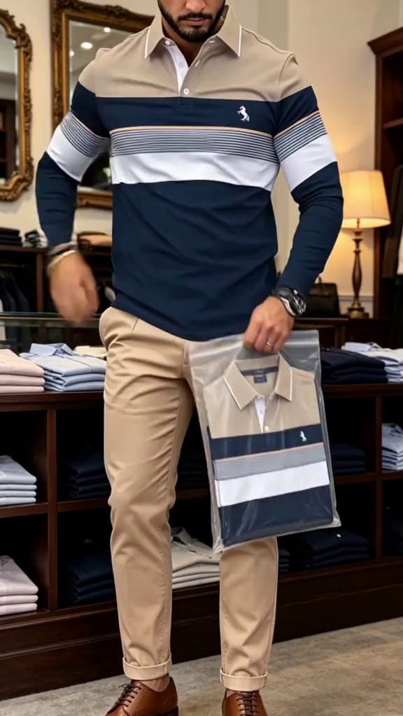 Men's Classic Color-Block Striped Top