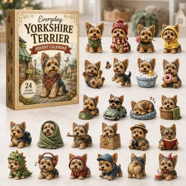 Everyday Yorkshire Terrier Advent Calendar 2026 - 24-2D ay Festive Countdown