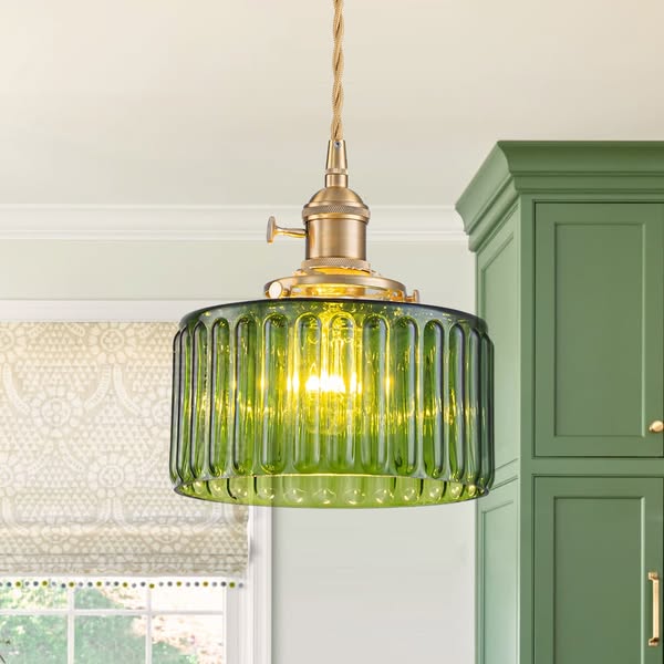 Vintage Glas-Pendelleuchte | E27-Fassung & Messing-Finish