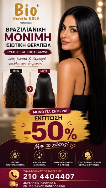 Μόνιμη Ισιωτική Θεραπεία Bio Keratin GOLD