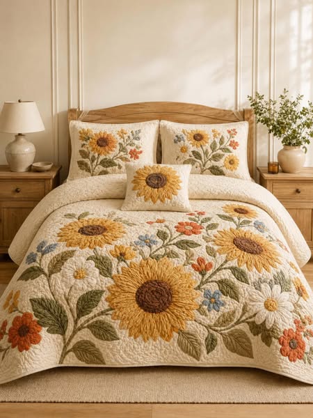 Timeless Farmhouse Charm! Vintage Patchwork Star Quilt Set