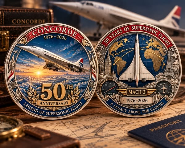 Concorde 50th Anniversary Commemorative Coin（Gift box included）