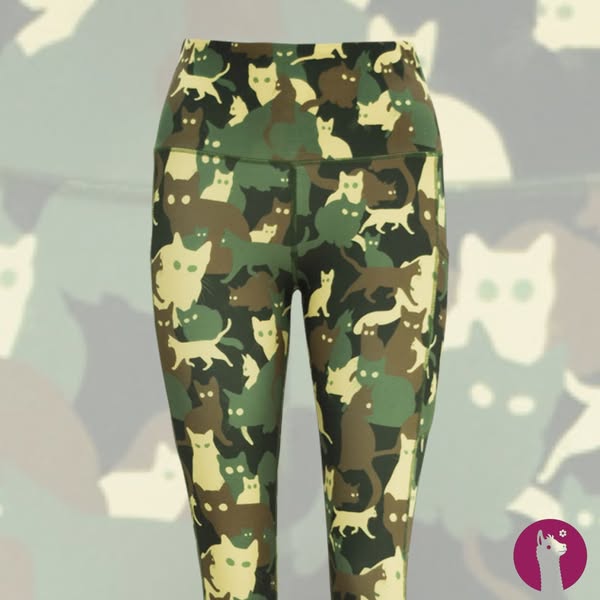 Catoflage Pocket Leggings - Cat Print Leggings - Llama Leisure