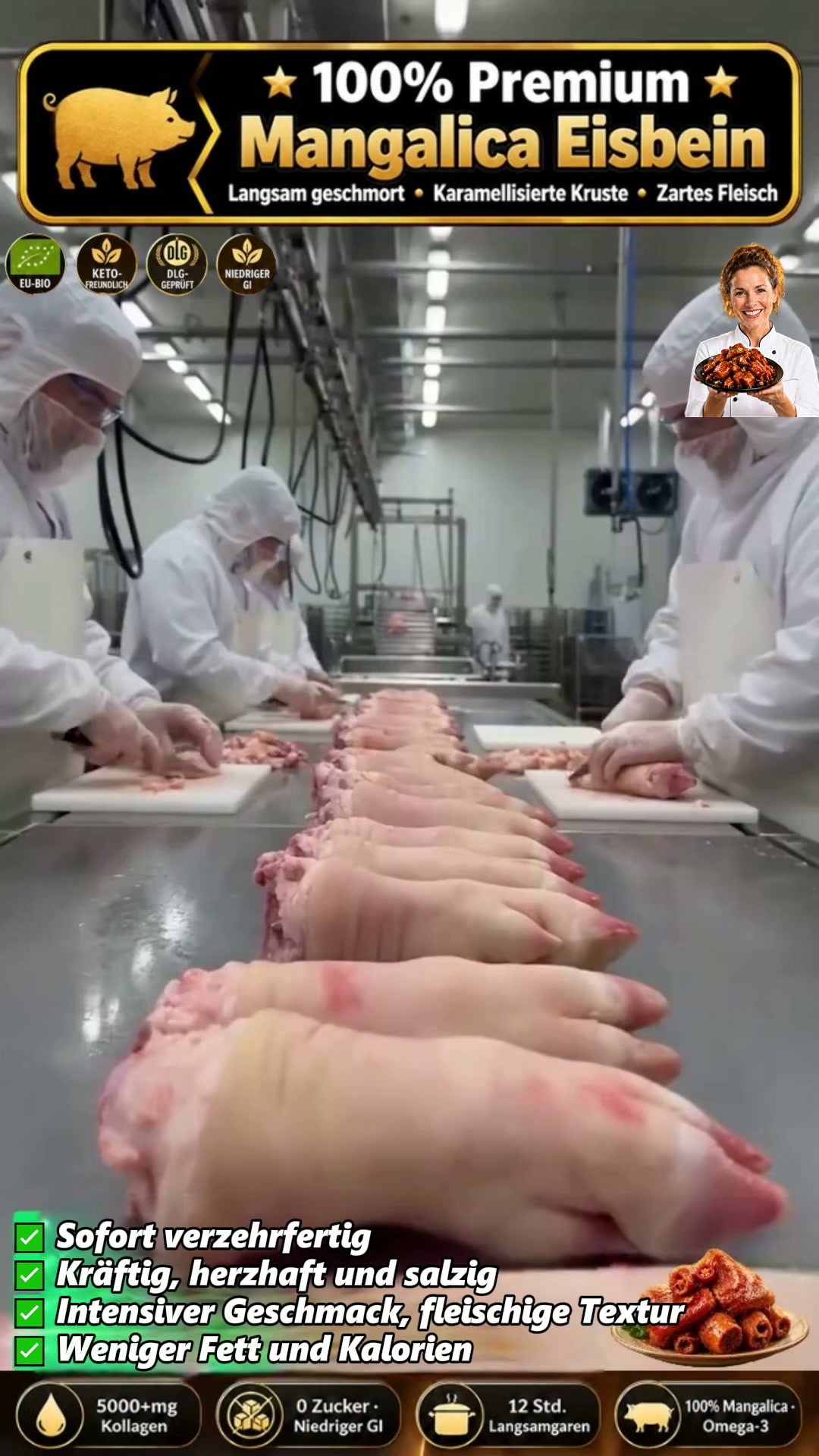 Zielgerichtetes Anti‑Glykations‑Peptid 0‑Zucker‑Kollagen Mangalica‑Geschmorte Schweinefüße!