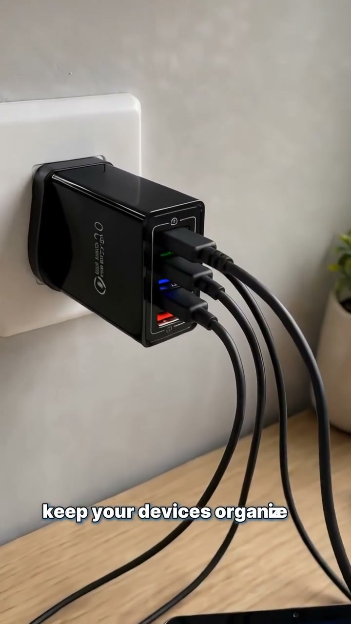 Four-Port Travel Charger for Extended Phone Battery Life
