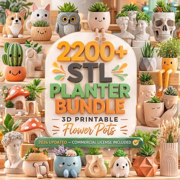2200+ STL Planter Bundle 3D Printable Flower Pots & Home Decor Digital