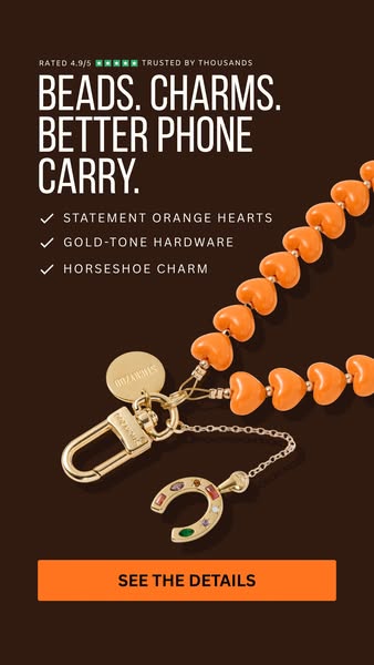 Look between the orange hearts — Handmade resin-bead wrist loop — Rated 4.9 — See the Craft: 2 + 1 Free