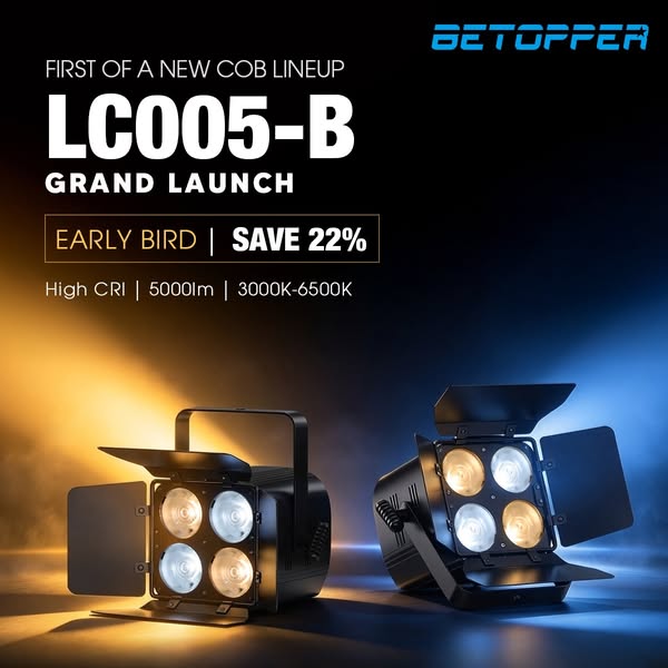 Betopper LC005-B 4×50W WW/CW COB LED PAR Light with Barn Doors