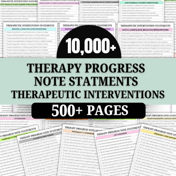 90% Off Therapy Progress Note Statements