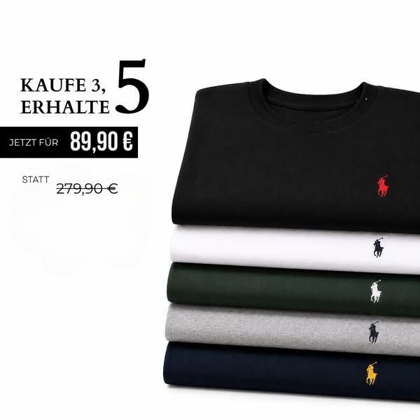 5 T-Shirts für €89,90