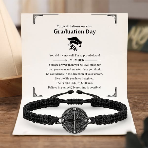 The Adventure Begins Compass Bracelet - 5th Grade to College Gift with Card