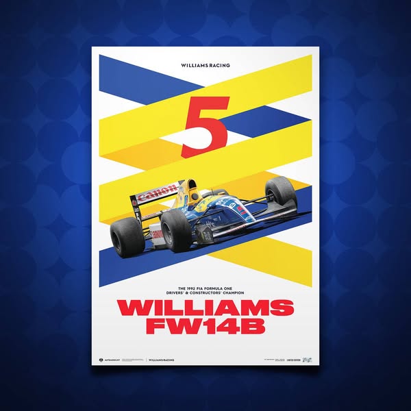 Williams Racing Red Five | 1992 F1® World Drivers' & Constructors' Champion | Unique Numbers Williams Poster