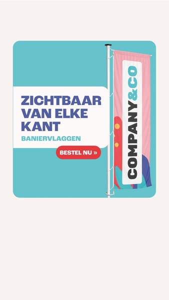 Groot zichtbaar, strak langs de mast